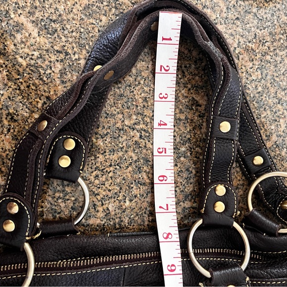 MAXX NY Leather Shoulder Bag. Deep Expresso Brown, Gold Accents, Dust Bag - Picture 13 of 16